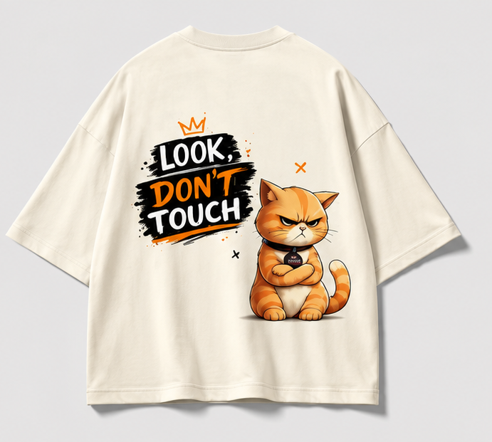 Grumpy Cat Oversized T-Shirt – Look, Don't Touch | Premium Graphic Tee